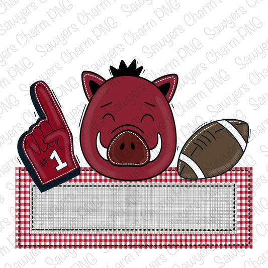 BUNDLE PNG faux applique Printable file, Sublimation/Heat Transfer Design/Digital Clipart, Razorback, foam finger, football trio, name plate