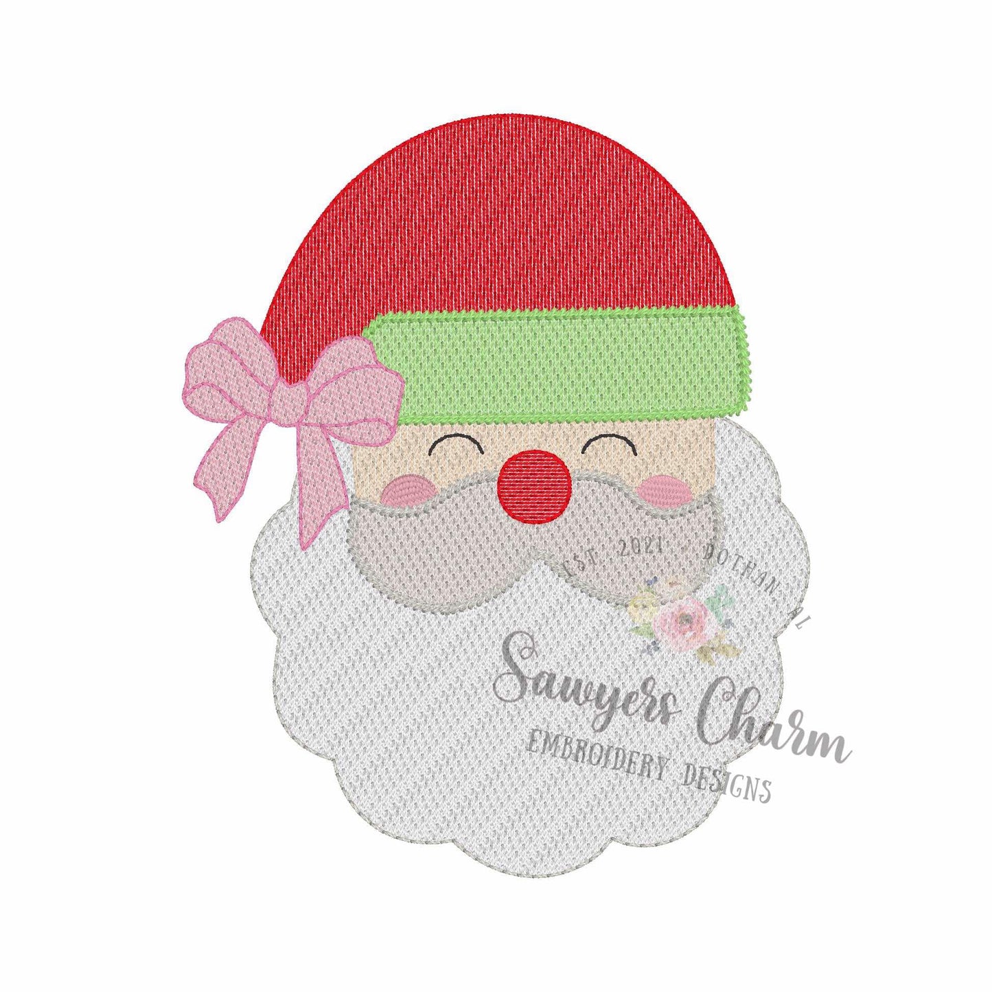 Santa Claus with bow sketch stitch machine embroidery design file, quick stitch, Christmas, holidays, winter, holly jolly, ho ho ho
