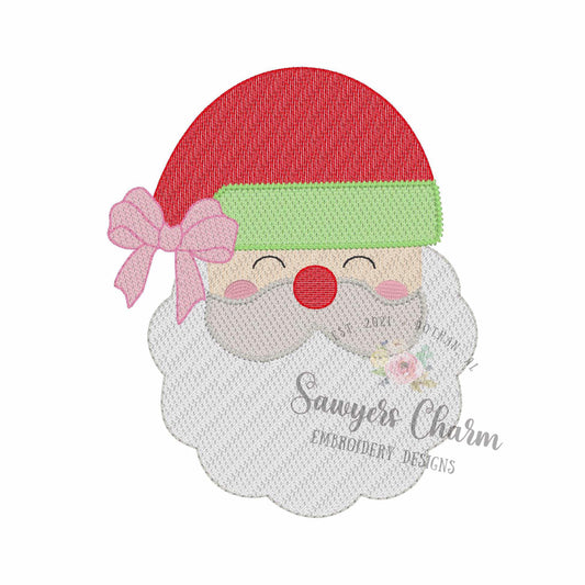 Santa Claus with bow sketch stitch machine embroidery design file, quick stitch, Christmas, holidays, winter, holly jolly, ho ho ho