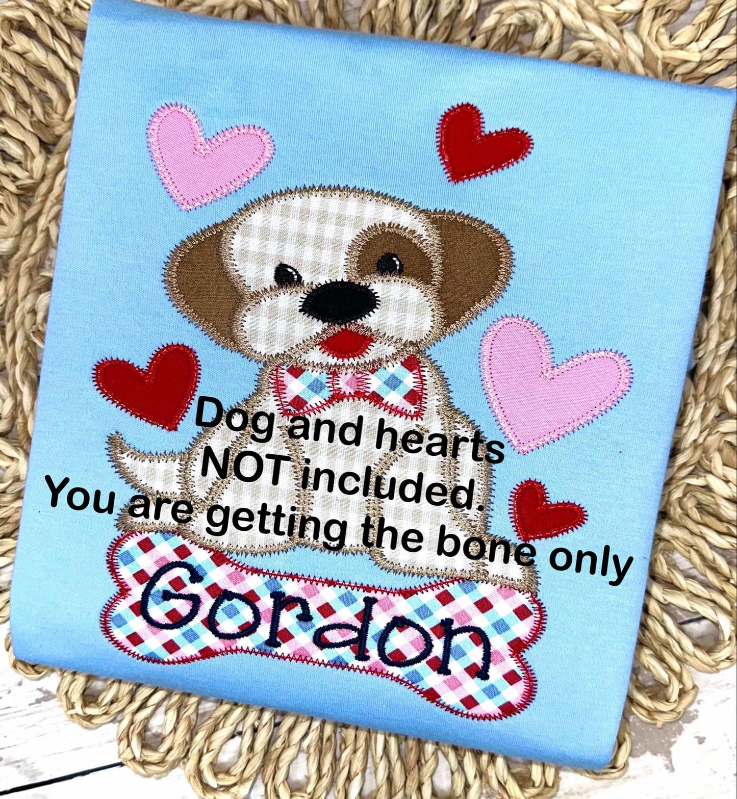 BUNDLE Dog bone name plate bean & zig zag stitch machine applique, embroidery design, monogram frame, dinosaur bone