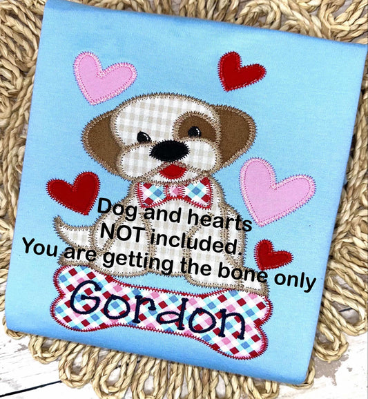 BUNDLE Dog bone name plate bean & zig zag stitch machine applique, embroidery design, monogram frame, dinosaur bone