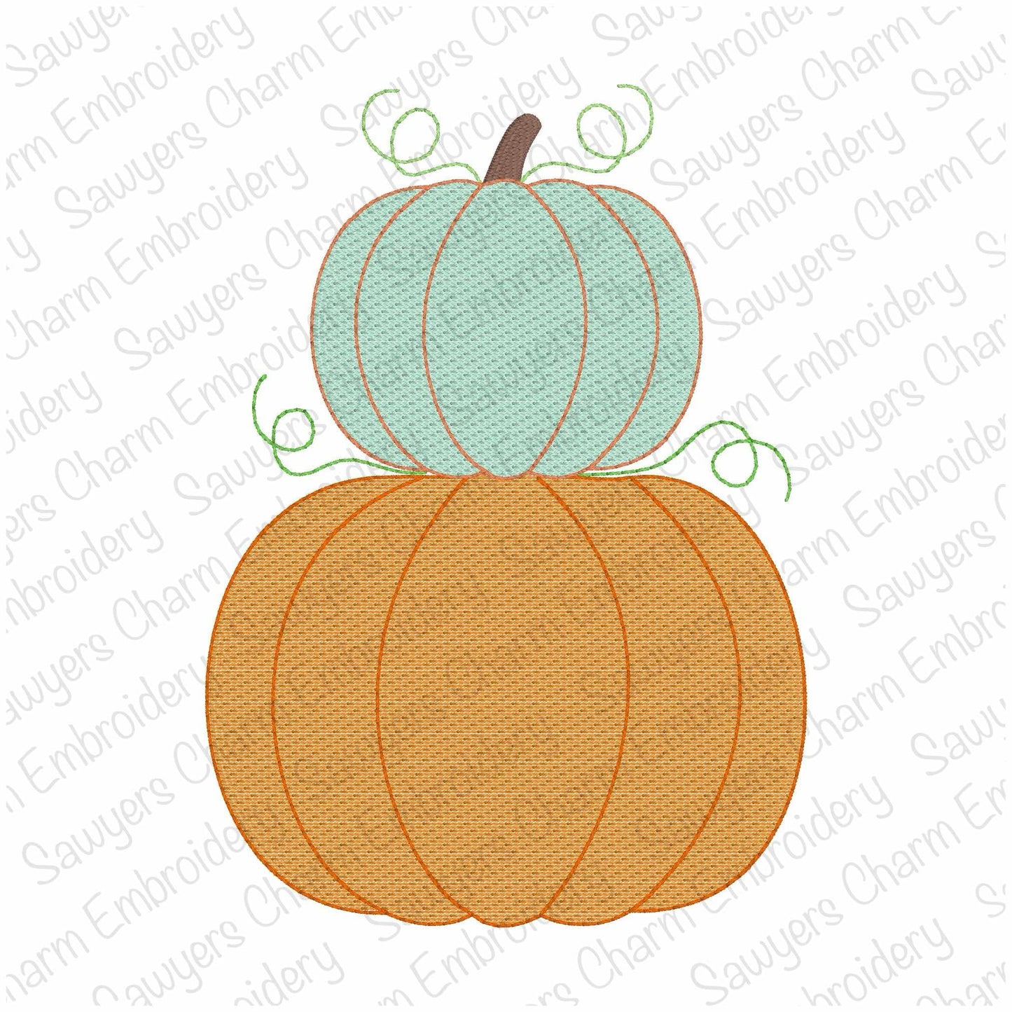 Stacked pumpkins sketch stitch machine embroidery design file, fall, halloween, pumpkin patch, little boy, quick stitch