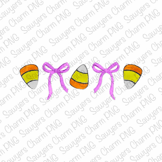 BUNDLE PNG watercolor Candy corn & coquette bows Printable file/Sublimation/Heat Transfer Design/Digital Clipart, pink/purple bows, trendy