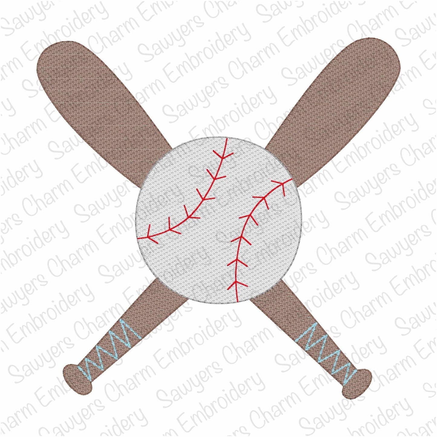 Baseball bats and ball machine embroidery design, Sketch stitch, spring sports