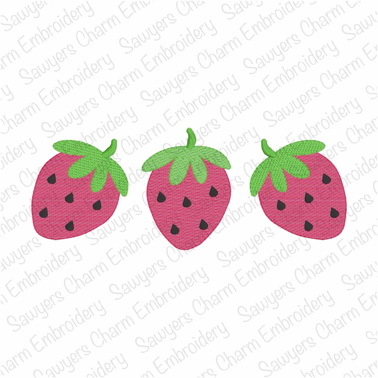Strawberry trio sketch machine embroidery design, fruit, summer and spring garden
