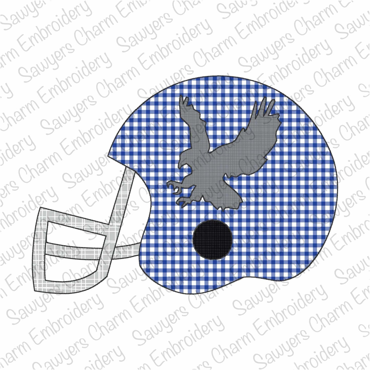Football helmet flying eagle mascot silhouette, bean stitch applique, machine embroidery design, college, high school sports, university