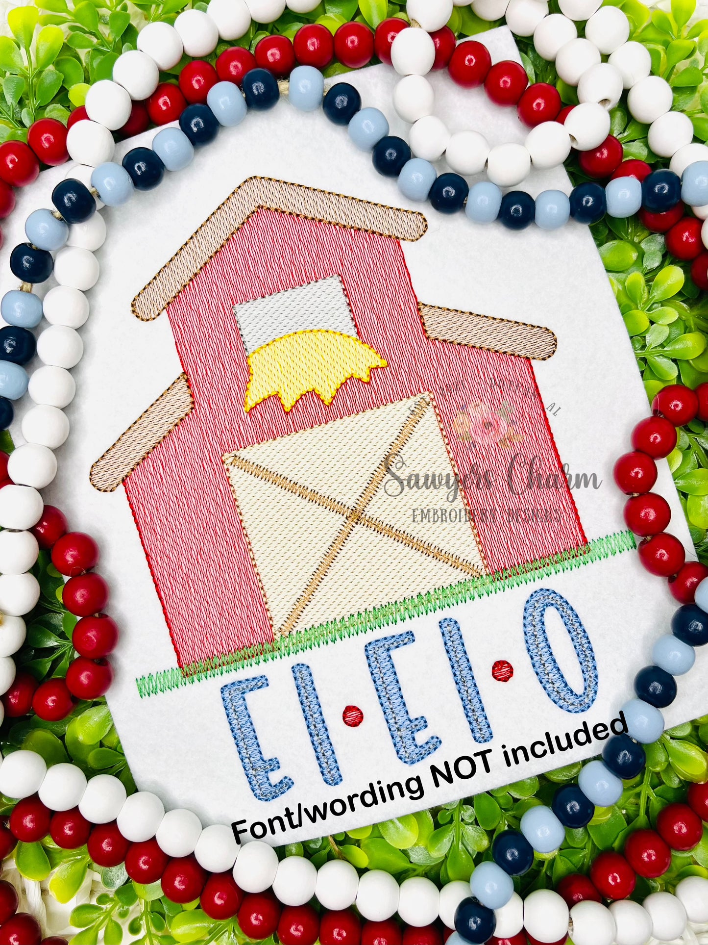 Barn with grass sketch stitch machine embroidery design, farmer, farm, outdoors