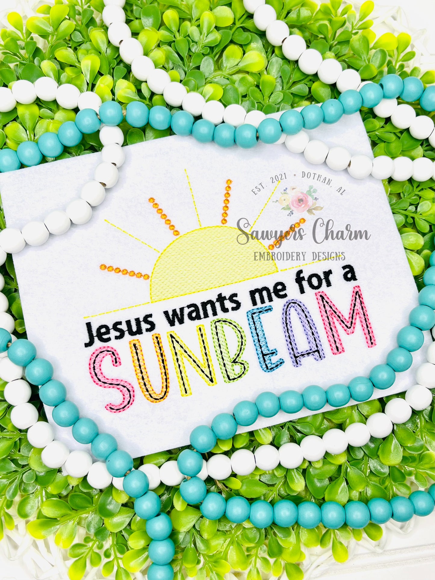 BUNDLE Jesus wants me for a sunbeam sketch stitch embroidery design, and zig zag machine applique, sunshine nursery rhyme