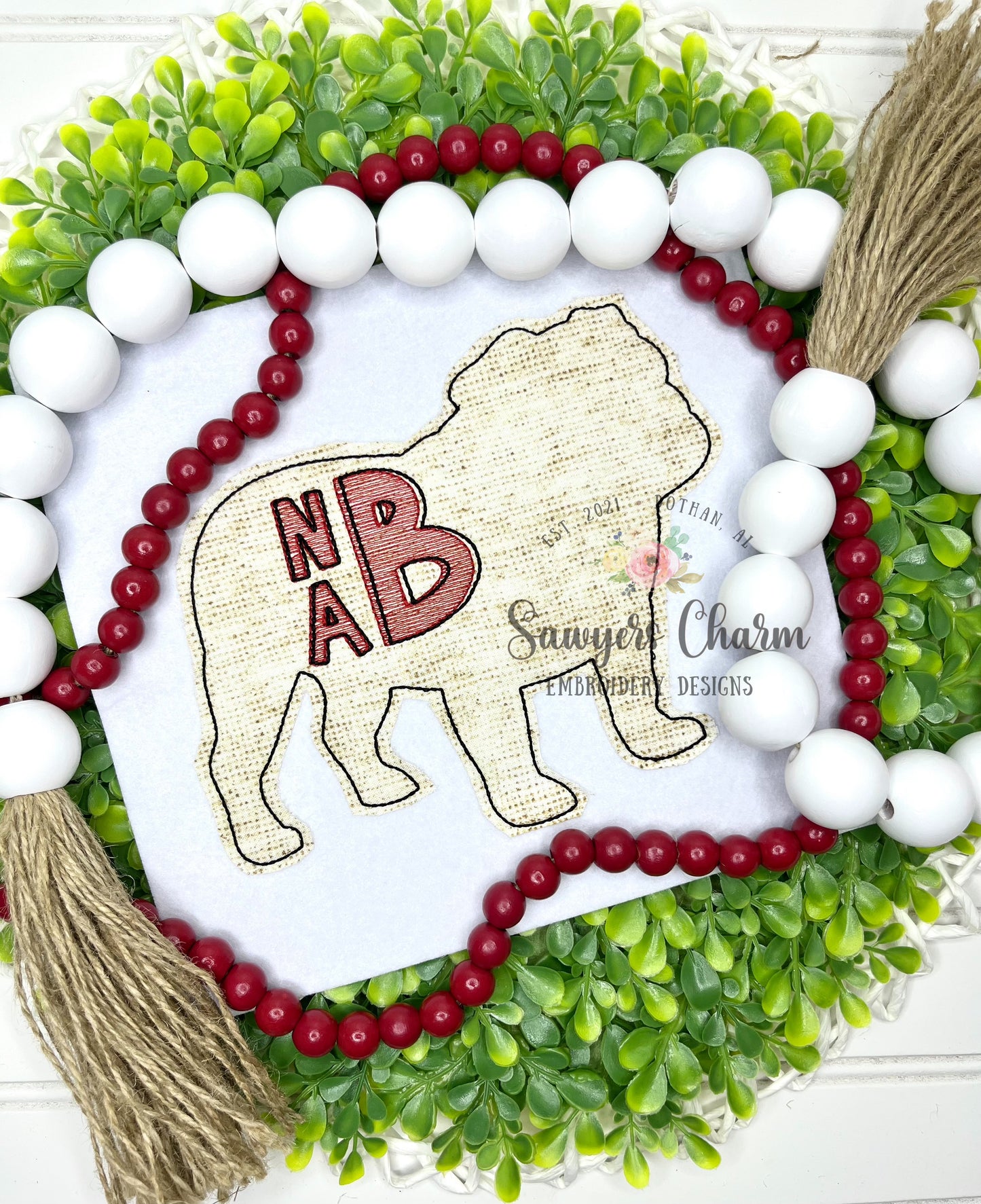 Bulldog silhouette bean stitch applique, embroidery design, college university mascot