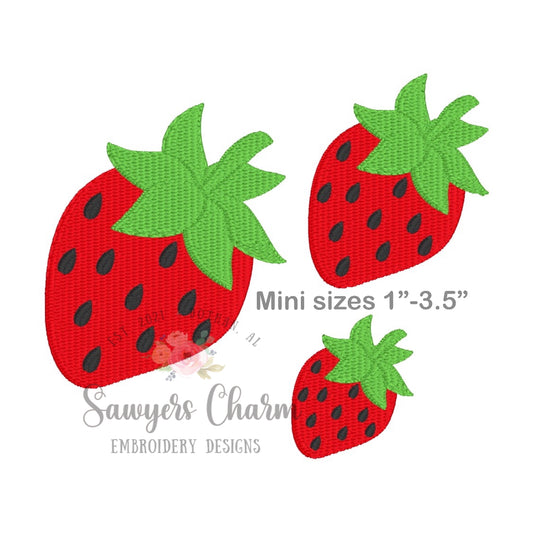 Mini fill strawberry embroidery design, Perfect for Monograms, summer fruit, spring garden
