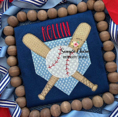BUNDLE Baseball bats/home plate zig zag & bean stitch machine applique, embroidery design, softball player
