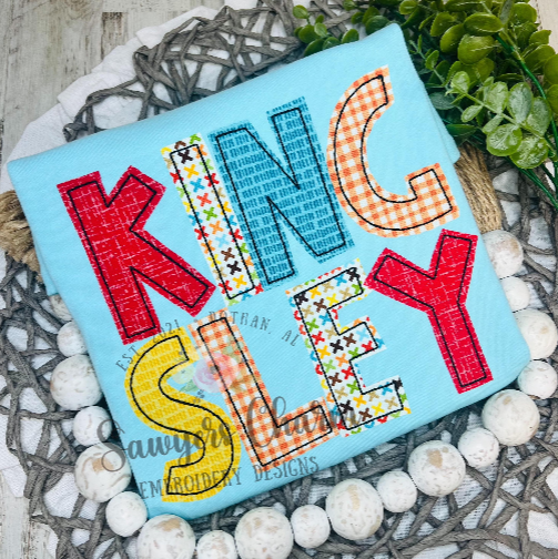 Nash bean stitch machine applique embroidery font, uppercase letters, BX format included, 2"-8", quick stitch, numbers included