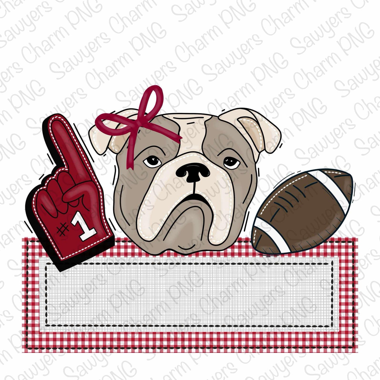 BUNDLE PNG faux applique Printable file, Sublimation/Heat Transfer Design/Digital Clipart, Bulldog, foam finger, football trio, name plate