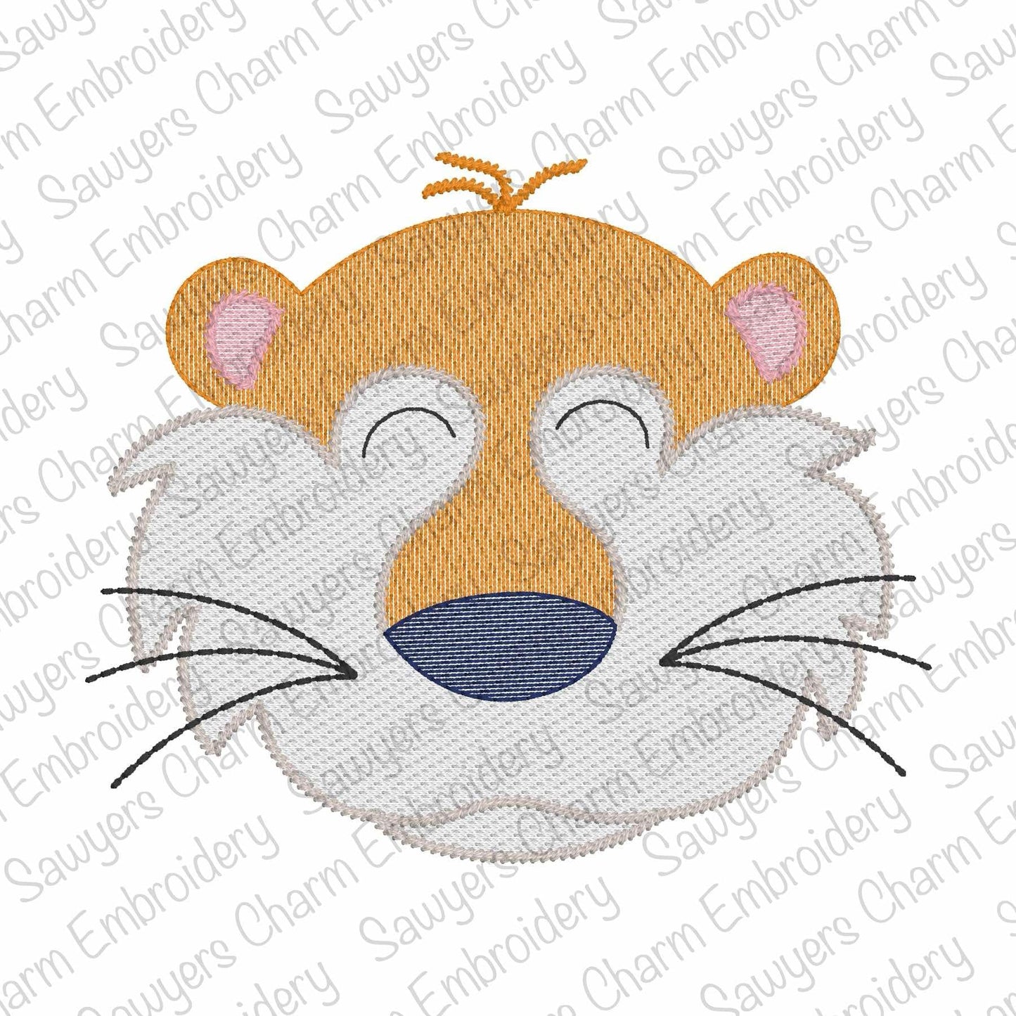 BUNDLE Tiger mascot, with/without coquette bow, sketch stitch machine embroidery design, zoo animal, sports, quick stitch, football