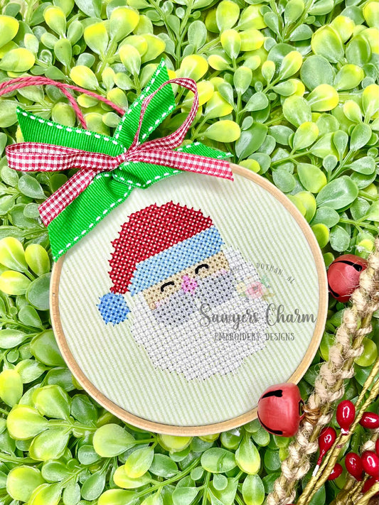 Mini cross stitch Santa Claus machine embroidery design file, several sizes included -- 2"-5"