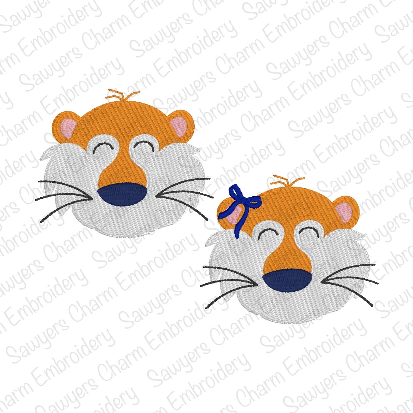 Tiger mini fill embroidery design BUNDLE, includes bow, college mascot, small sizes perfect for monograms