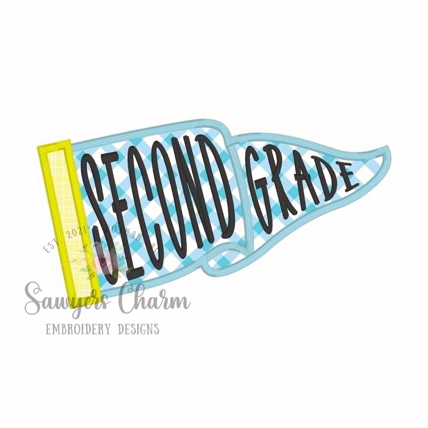 BUNDLE of Grades Pennant satin stitch applique, with coquette bow, ITH project, back to school, Preschool through Sixth Grade