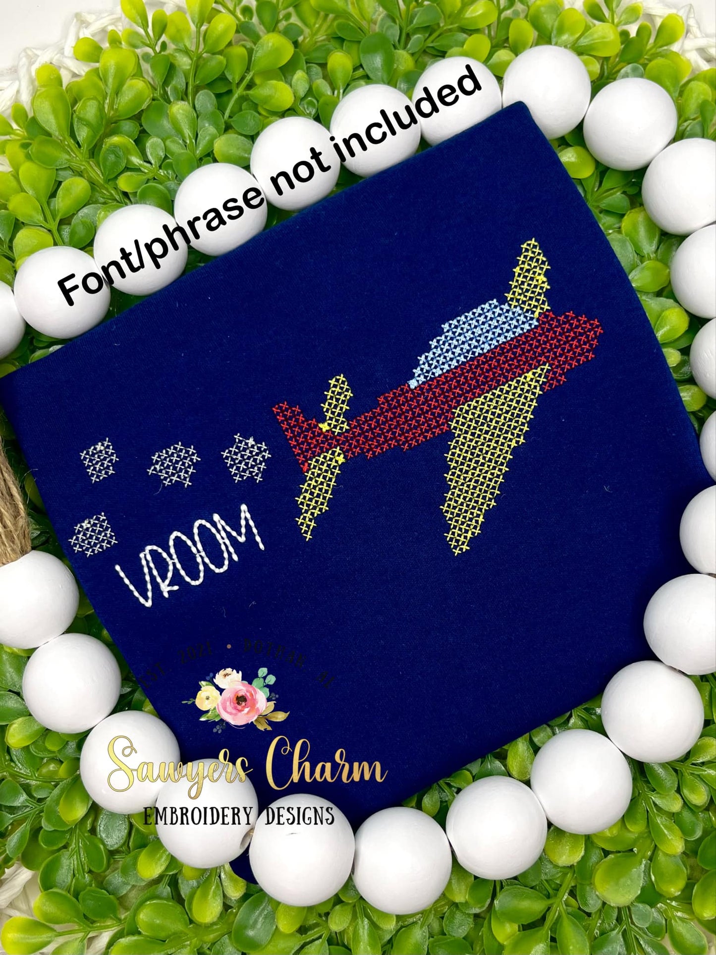 Airplane cross stitch machine embroidery design, vintage stitch, jet transportation