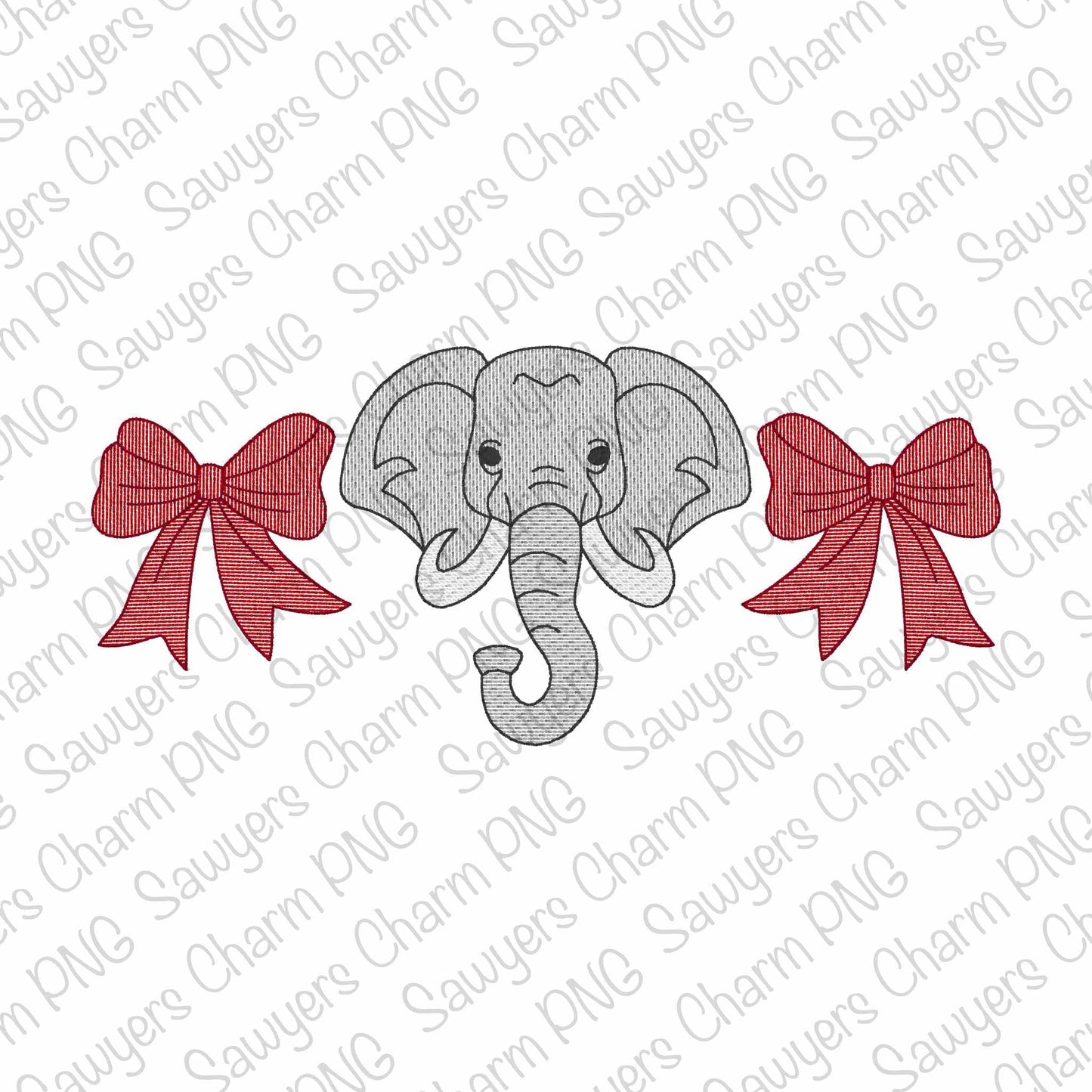 PNG faux sketch Printable file, Sublimation, Heat Transfer Design, Digital Clipart, Elephant mascot, coquette bows trio, sports, football