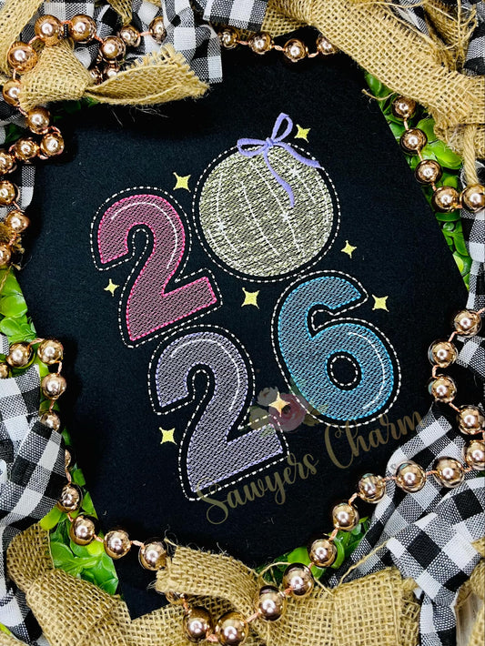 BUNDLE 2026 Disco ball sketch stitch machine embroidery design file, quick stitch, happy holidays, Happy New Year, celebration, party