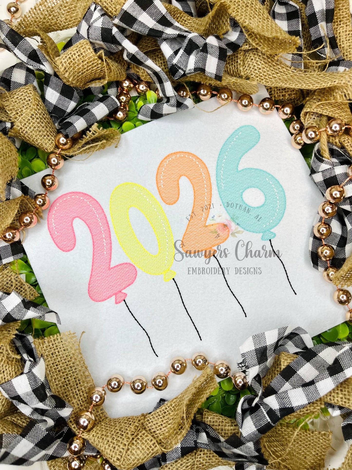 2026 Balloons sketch stitch machine embroidery design file, quick stitch, happy holidays, Happy New Year, celebration, grad party