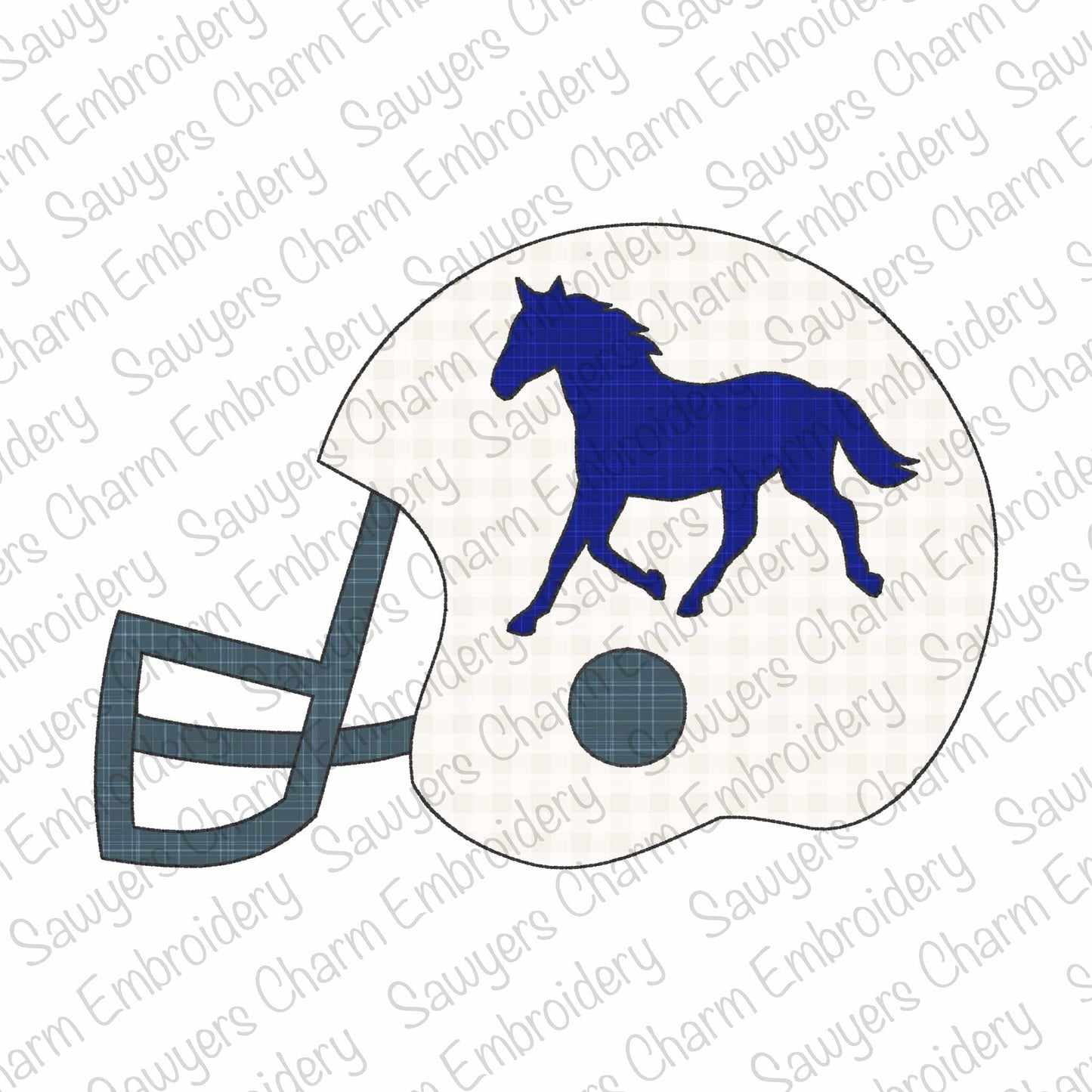 Football helmet horse mascot silhouette, bean stitch applique, machine embroidery design, college, high school sports, university