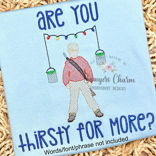 Kevin paint cans Christmas lights sketch stitch machine embroidery design file, bean stitch, happy holidays, quick stitch, home, BB gun