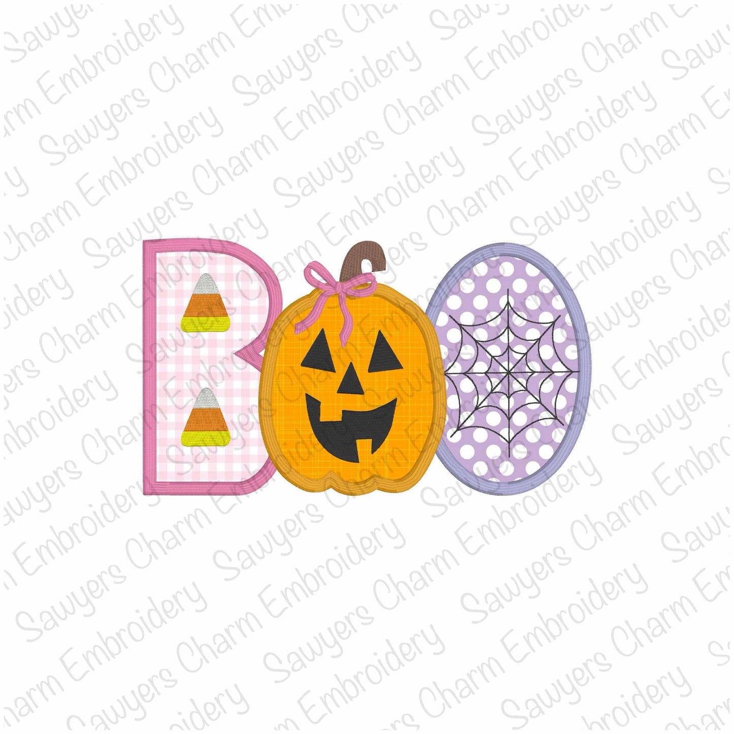 BUNDLE Halloween BOO jackolantern/candy corn/spiderweb with/without coquette bow satin stitch, machine applique embroidery design, pumpkin