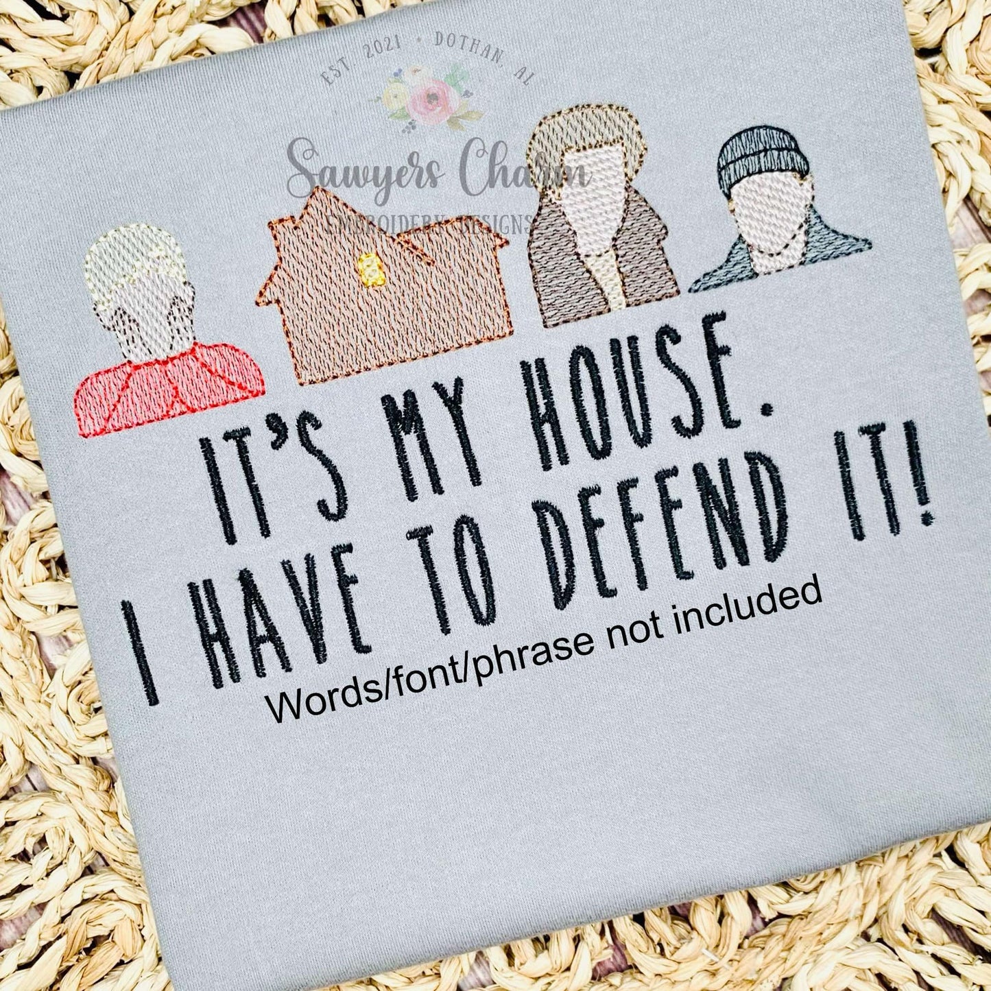 Christmas Home/Kevin/Bandits sketch stitch machine embroidery design file, bean stitch, happy holidays, quick stitch, Merry Christmas thiefs