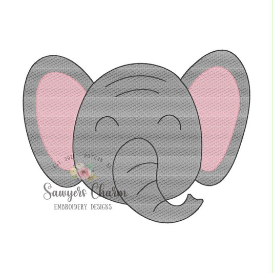 Elephant sketch stitch embroidery design, BUNDLE with/without bow, fall sports mascot, zoo animal