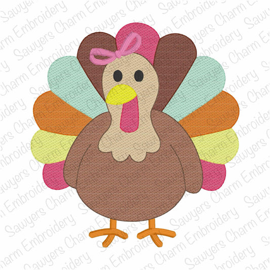BUNDLE Turkey sketch stitch machine embroidery design, with & without coquette bow, perfect for fall, thanksgiving, gobble, quick stitch