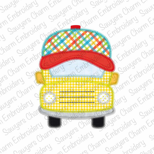 BUNDLE Apple with sunglasses and ballcap/hat zigzag & bean stitch applique, machine embroidery design, back to school, shades, quick stitch (Copy)