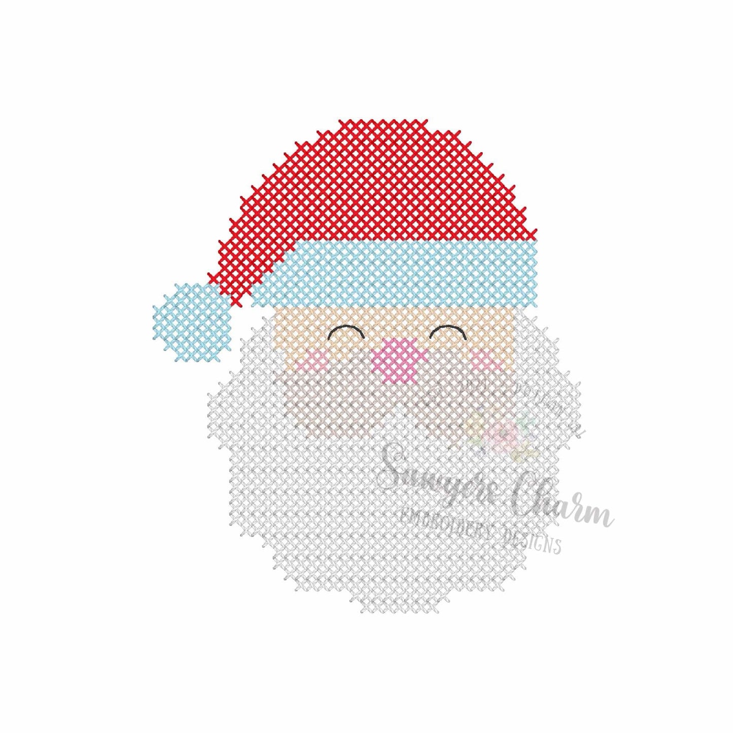 Mini cross stitch Santa Claus machine embroidery design file, several sizes included -- 2"-5"