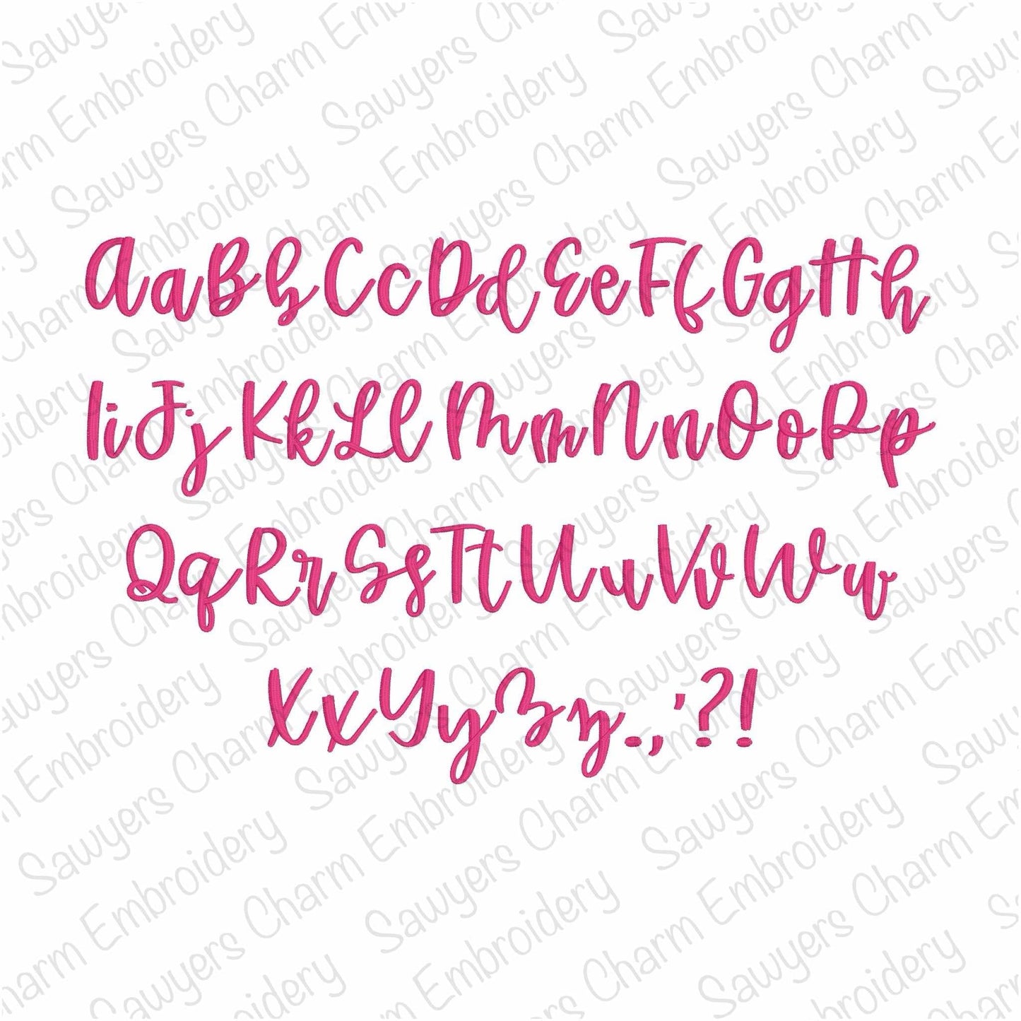 Bougie handwritten machine embroidery font, satin stitch, lower & uppercase letters, trendy handwritten script, BX included
