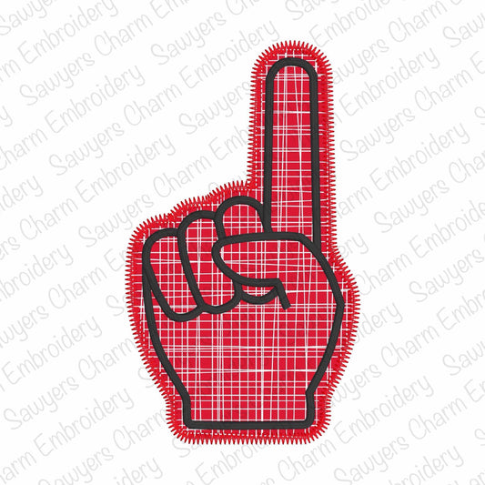 Foam finger machine applique embroidery design BUNDLE, zig zag, bean, & satin stitch, fall sports, number one fan