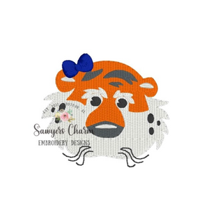 BUNDLE Mini filled Football mascot sports tiger face/head with and without bow, fill stitch mini machine embroidery design file