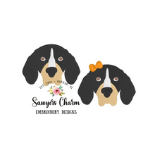 Load image into Gallery viewer, BUNDLE Sports mascot football hound dog with &amp; without bow mini fill embroidery design file

