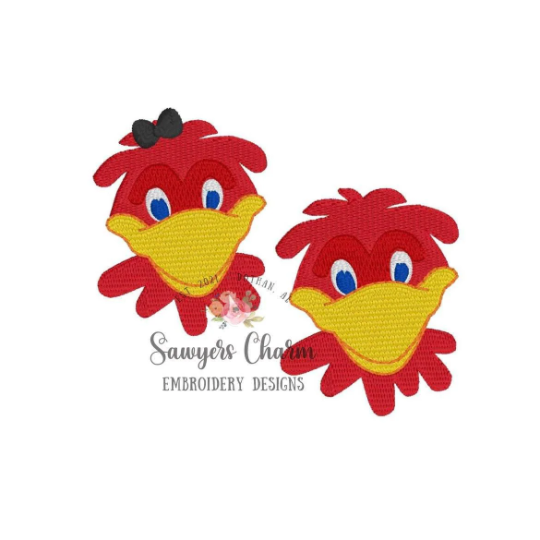 BUNDLE Sports mascot mini fill gamecock mascot with & without bow embroidery design file