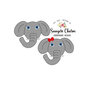 BUNDLE Sports mascot football elephant with & without bow, mini fill embroidery design file