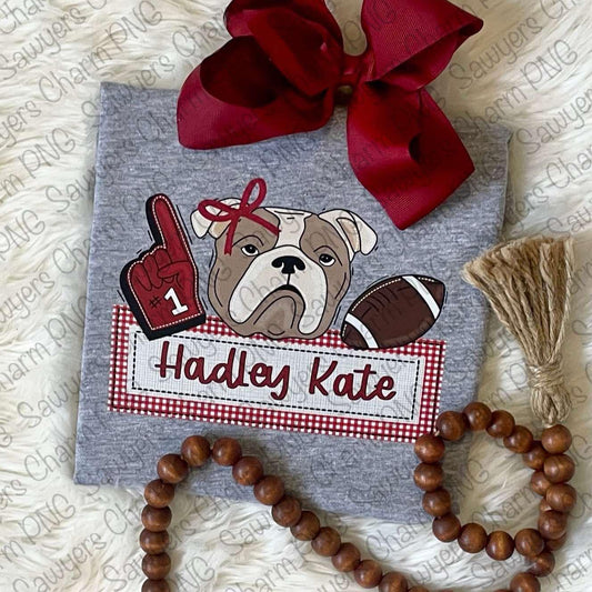 BUNDLE PNG faux applique Printable file, Sublimation/Heat Transfer Design/Digital Clipart, Bulldog, foam finger, football trio, name plate