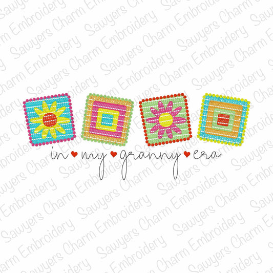 In My Granny Era crochet squares machine embroidery design, vintage stitch blocks with hearts