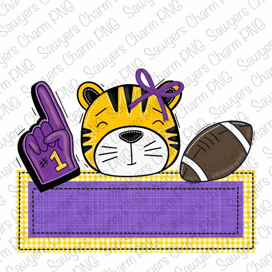 BUNDLE PNG faux applique Printable file, Sublimation/Heat Transfer Design/Digital Clipart, Tiger, foam finger, football trio, name plate
