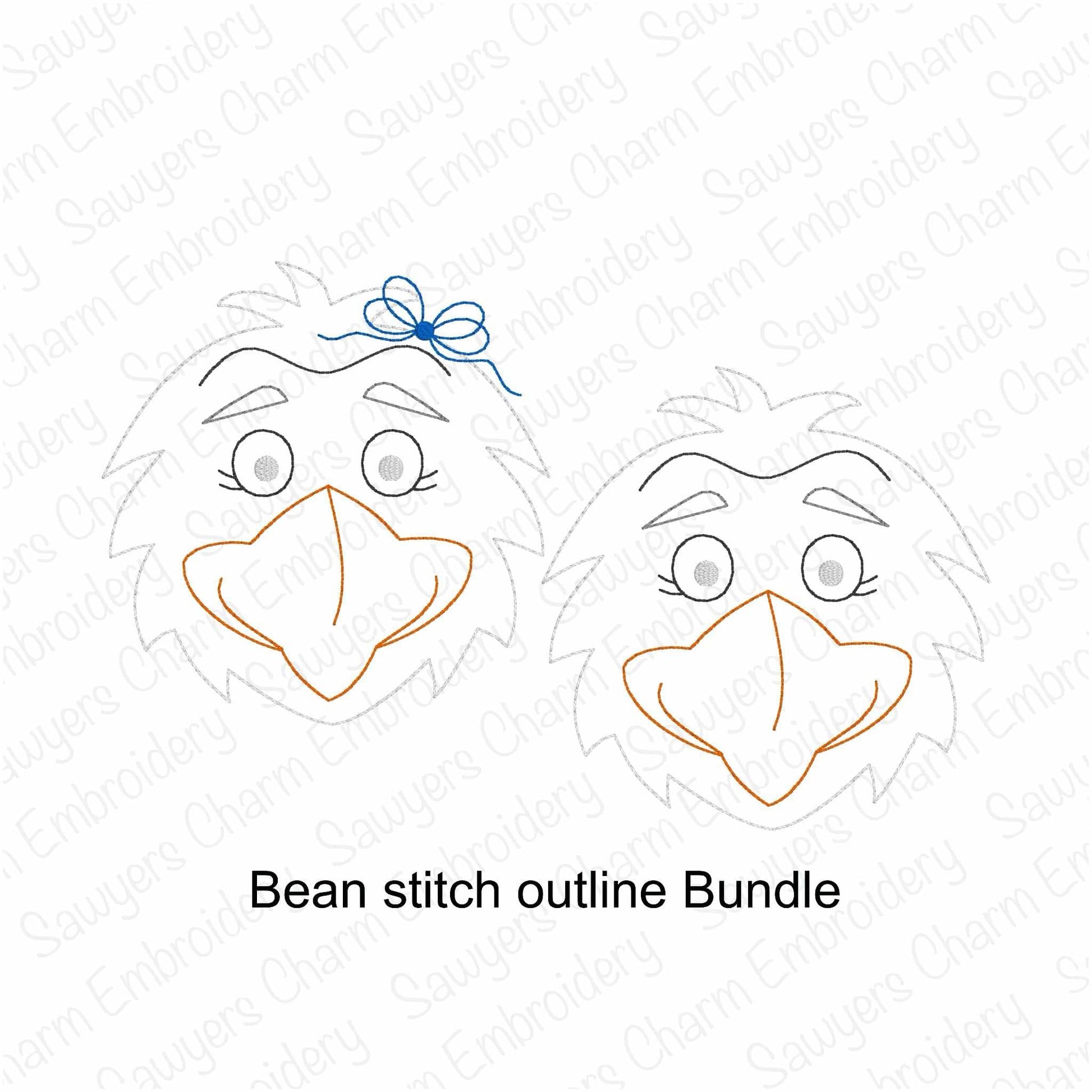 Outline bundle for bean stitch embroidery on a white background