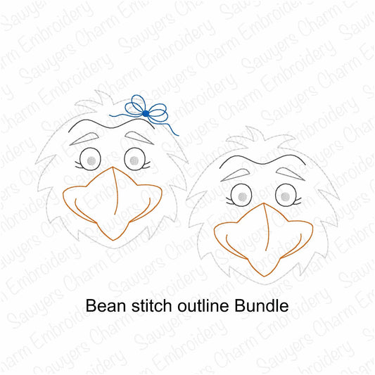 Outline bundle for bean stitch embroidery on a white background