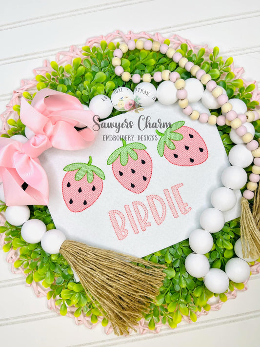 Strawberry trio sketch machine embroidery design, fruit, summer and spring garden