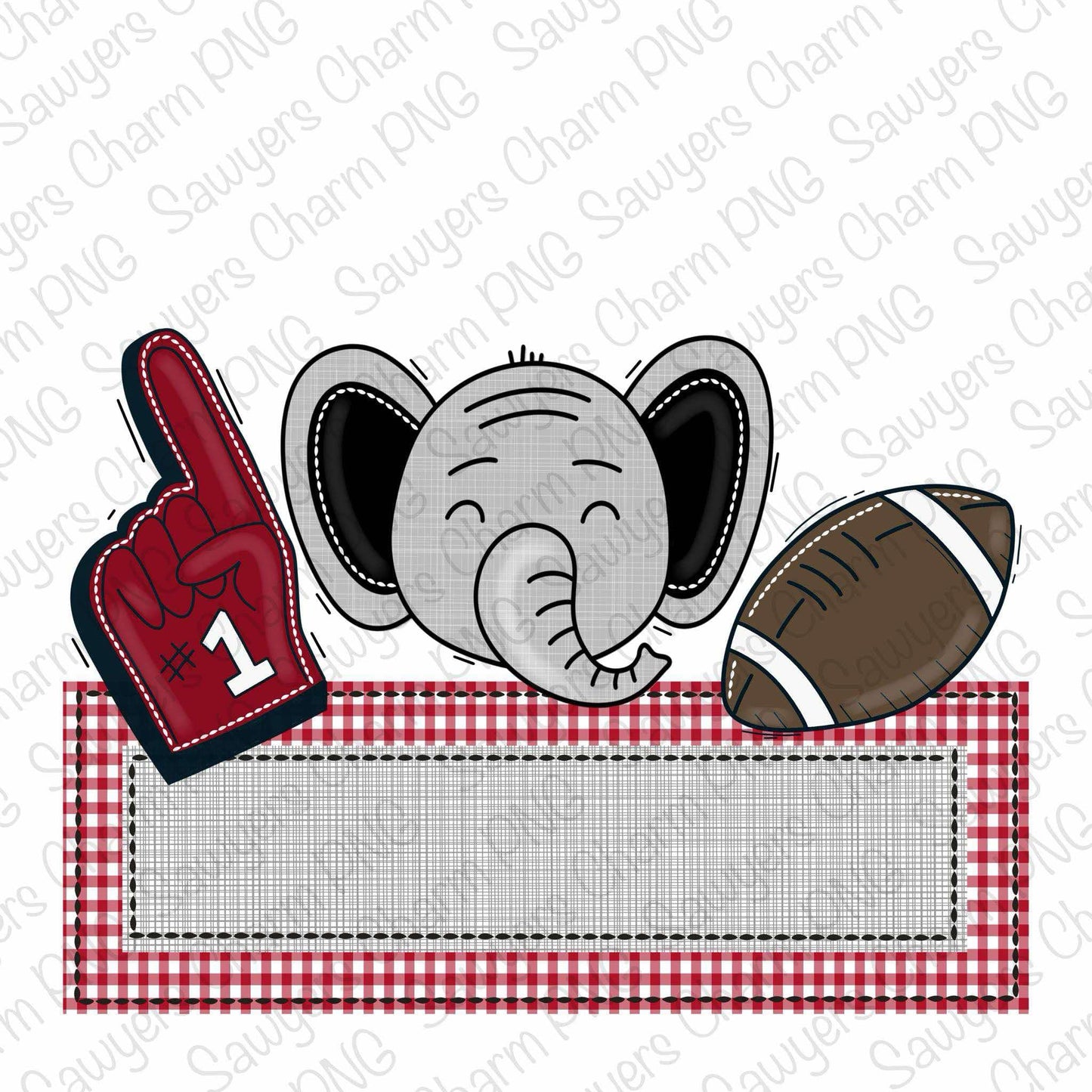 BUNDLE PNG faux applique Printable file, Sublimation/Heat Transfer Design/Digital Clipart, Elephant, foam finger, football trio, name plate