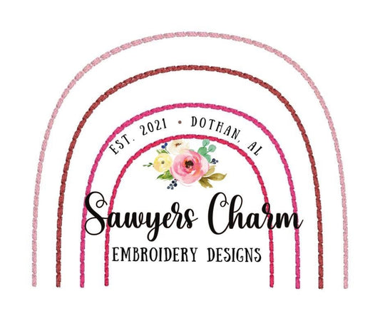 Boho rainbow quick stitch sashiko style vintage bean stitch machine embroidery design file