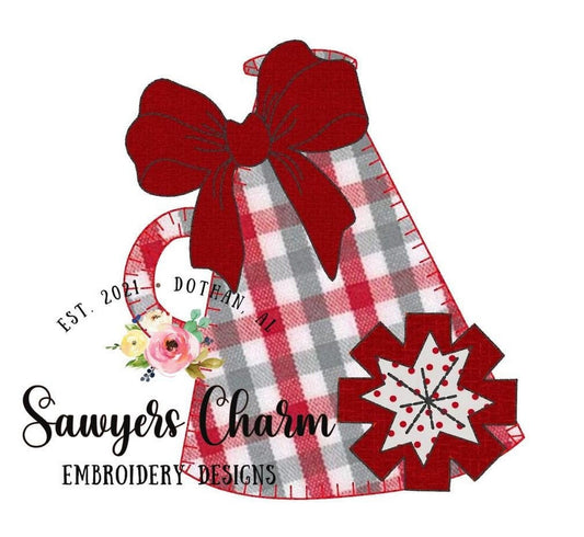 BUNDLE Megaphone/bow/pom poms, machine applique embroidery design file, bean stitch, blanket stitch, football sports cheerleading, mascot