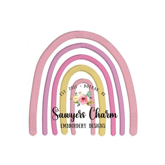 Boho rainbow satin stitch machine embroidery design file, quick stitch