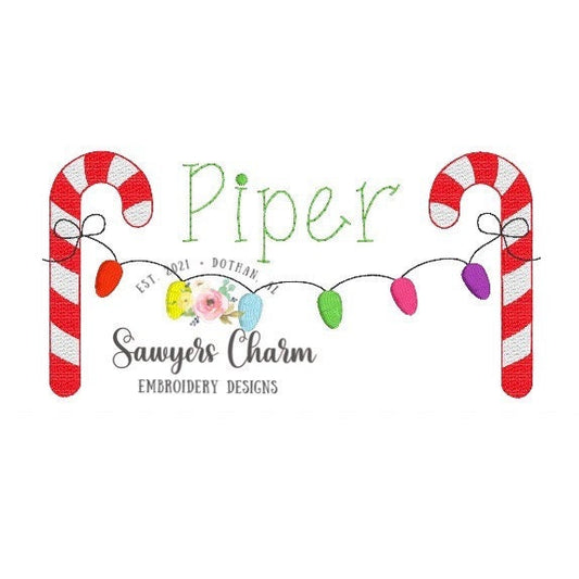 BUNDLE Christmas lights candy cane bunting banner sketch stitch machine embroidery design file, quick stitch, bean stitch, happy holidays